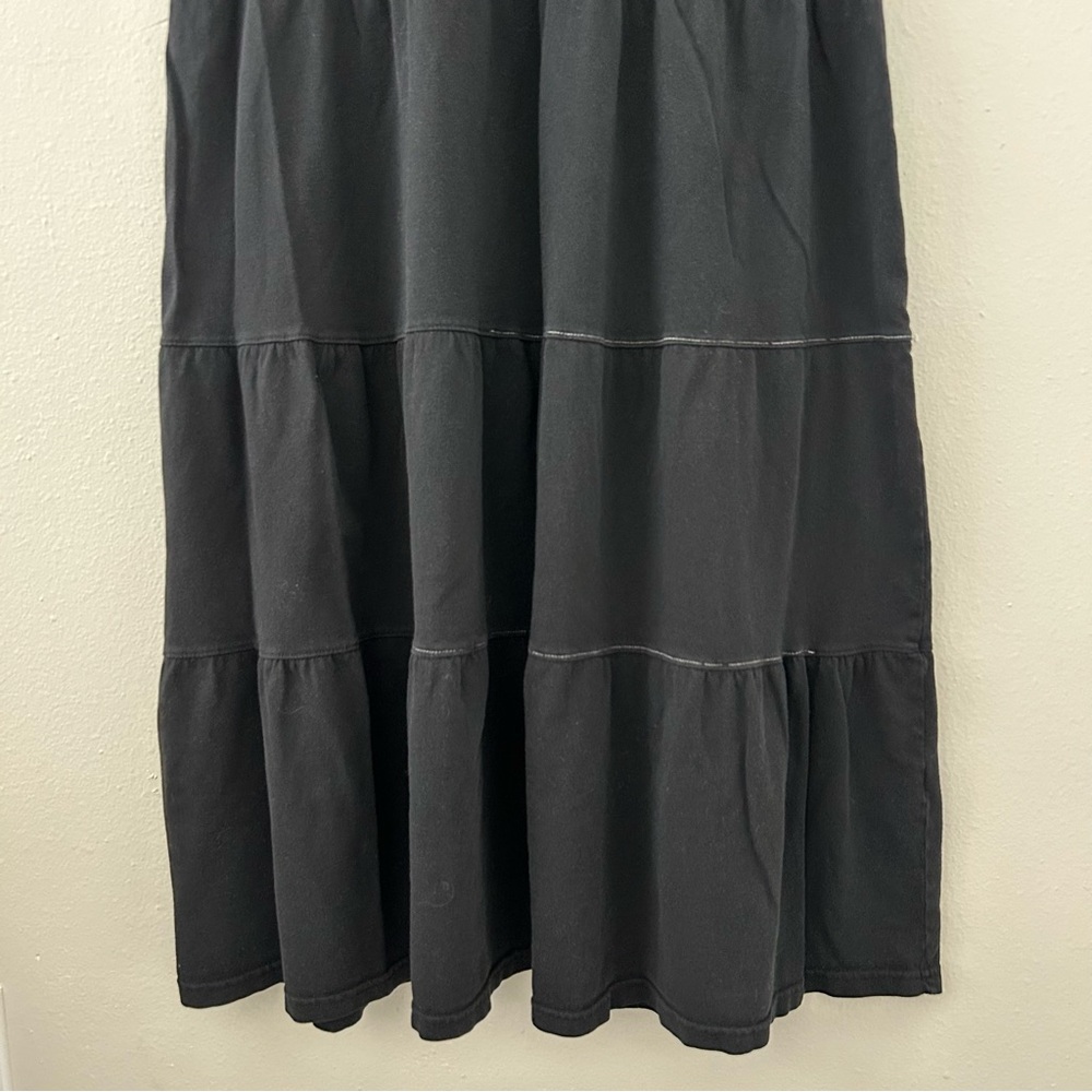Fresh Produce 100% Cotton Tiered Pull On Maxi Skirt Black Sz M/L Foldover Waist - Picture 3 of 8